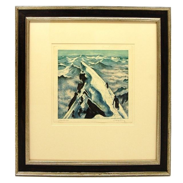 Glockner Lithographie mit Rahmen