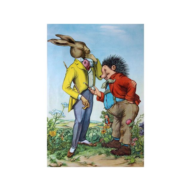 Historisches Schulwandbild, Wettlauf zwischen Hase und Igel
